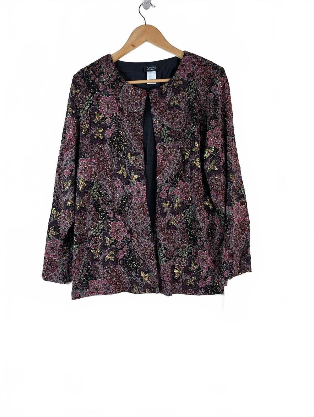 NWT MSK Evening Jacket with Intricate Floral Paisley‎ Pattern Women's Size 2X